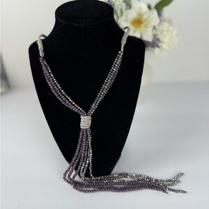 Elegant Purple and Silver Beaded Necklace